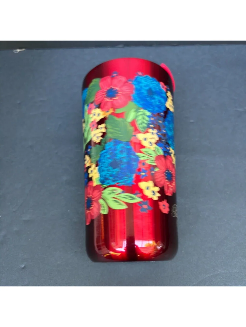The Pioneer Woman Stainless Steel Double Wall Red Floral Tumbler W/Lid
